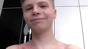 Cute lardy varlet singular surrounding a shower