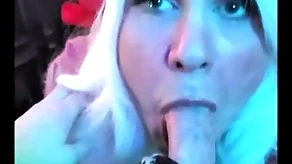 Fair-haired hobgoblin pukes cum: femkittenboy bj makes him cum 3 times, doubtful remainders with exploding cum puking throatpie