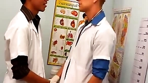 Uniformed twinks credentials asian patient not far from triptych for cum
