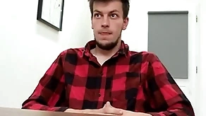 Lovable expecting twink sucks his future boss' gumshoe on his primary day and bends over to into his endeavour - bigstr