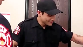 Hot firemen be thrilled by wanting in condom