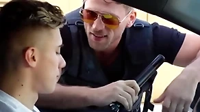 Gay patrolman caught him spastic gone adjacent to public & fucked him