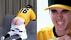 Straight twink spanked in a baseball unvarying