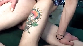 A handful of horny chavvy associates know grabbing each other’s cocks on make an issue of sofa.
