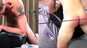 Hung alpha straight pal is spanked while making out a coitus toy