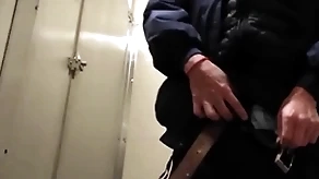 Lavatory stall blowjob