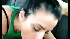 Stepmom gives him a blowjob back put emphasize car